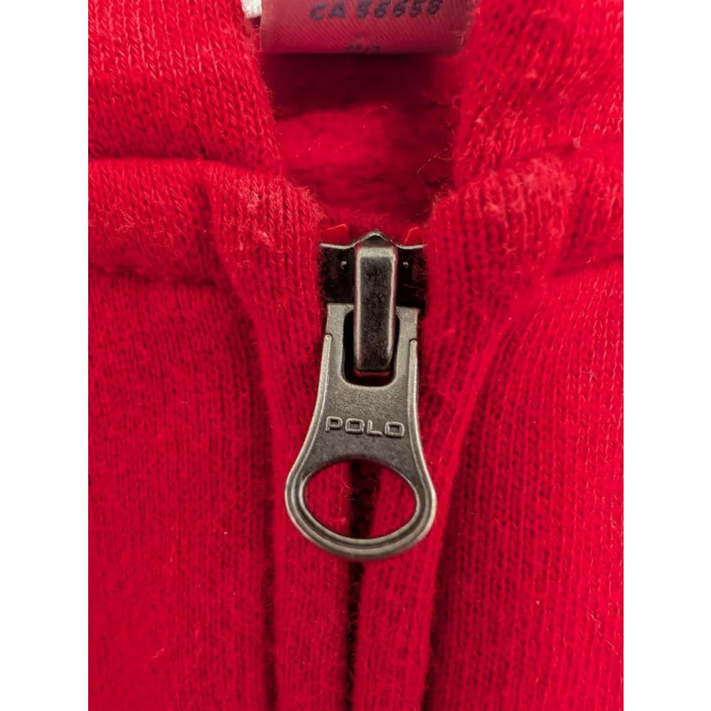 Baby Ralph Lauren Red Full-Zip Hoodie with Black Pony Logo 24 Months